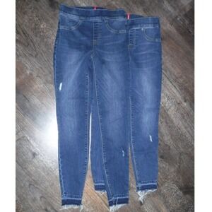 Spanx Jeggings Pull On Denim Distressed Frayed Hem‎ Jeans S